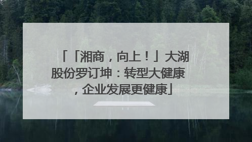 「湘商，向上！」大湖股份罗订坤：转型大健康，企业发展更健康