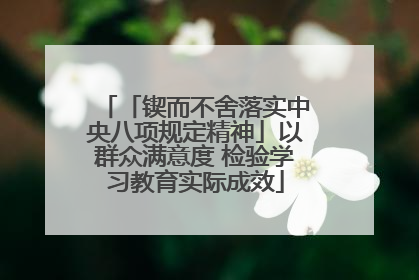 「锲而不舍落实中央八项规定精神」以群众满意度 检验学习教育实际成效