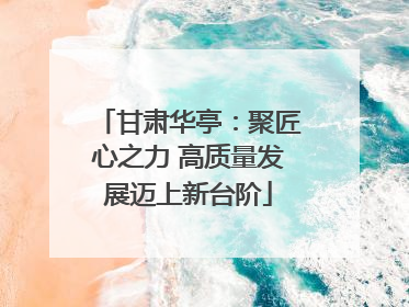 甘肃华亭：聚匠心之力 高质量发展迈上新台阶