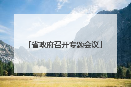 省政府召开专题会议