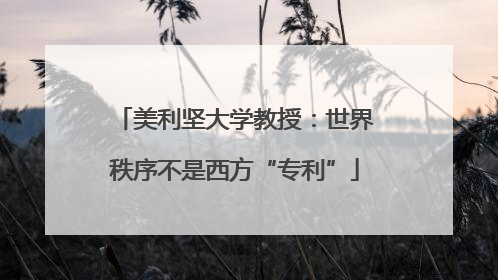 美利坚大学教授：世界秩序不是西方“专利”