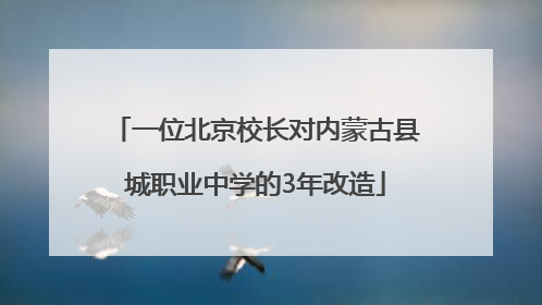 一位北京校长对内蒙古县城职业中学的3年改造