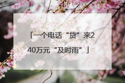 一个电话“贷”来240万元“及时雨”
