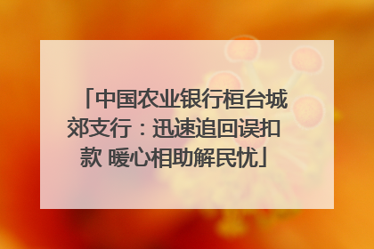 中国农业银行桓台城郊支行：迅速追回误扣款 暖心相助解民忧
