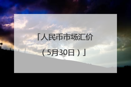 人民币市场汇价（5月30日）