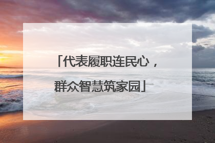代表履职连民心，群众智慧筑家园