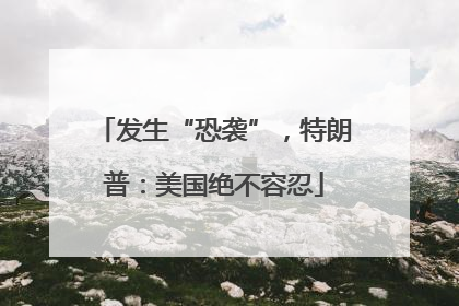 发生“恐袭”，特朗普：美国绝不容忍