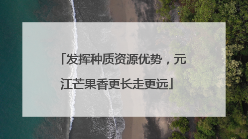 发挥种质资源优势，元江芒果香更长走更远