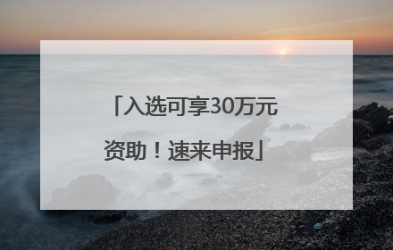 入选可享30万元资助！速来申报