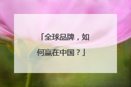 全球品牌，如何赢在中国？