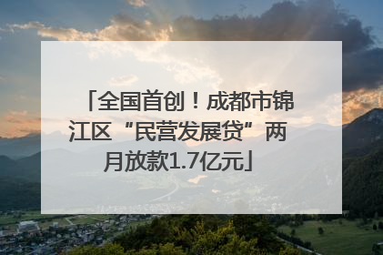 全国首创！成都市锦江区“民营发展贷”两月放款1.7亿元