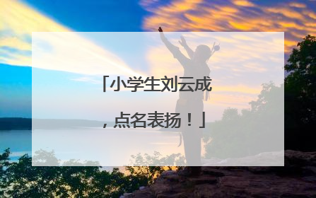 小学生刘云成，点名表扬！