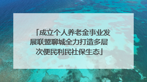 成立个人养老金事业发展联盟聊城全力打造多层次便民利民社保生态