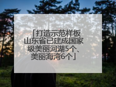 打造示范样板 山东省已建成国家级美丽河湖5个、美丽海湾6个