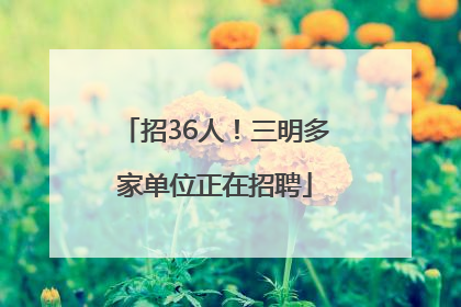 招36人！三明多家单位正在招聘