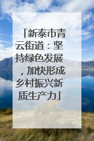 新泰市青云街道：坚持绿色发展，加快形成乡村振兴新质生产力