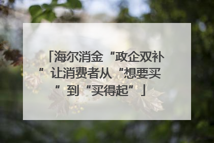 海尔消金“政企双补”让消费者从“想要买”到“买得起”