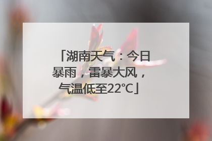 湖南天气：今日暴雨，雷暴大风，气温低至22℃