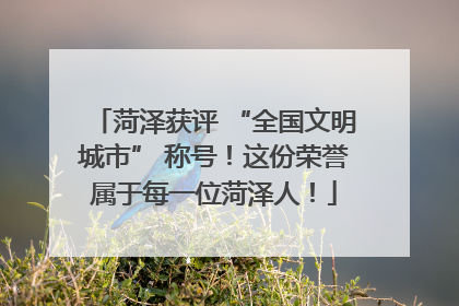 菏泽获评 “全国文明城市” 称号！这份荣誉属于每一位菏泽人！