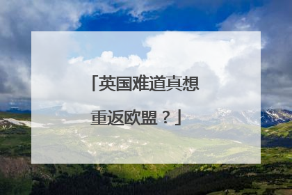 英国难道真想重返欧盟？