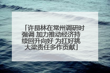 许昆林在常州调研时强调 加力推动经济持续回升向好 为扛好挑大梁责任多作贡献