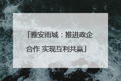 雅安雨城：推进政企合作 实现互利共赢