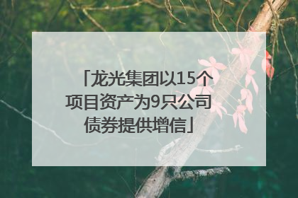 龙光集团以15个项目资产为9只公司债券提供增信