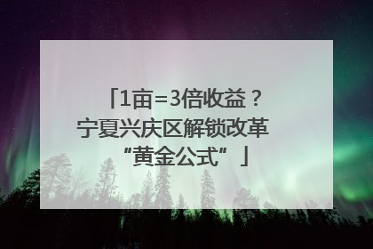 1亩=3倍收益？宁夏兴庆区解锁改革“黄金公式”