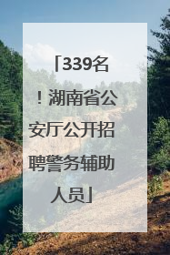 339名！湖南省公安厅公开招聘警务辅助人员