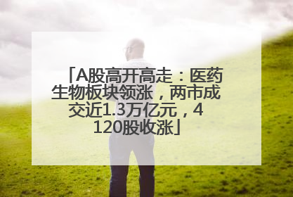 A股高开高走：医药生物板块领涨，两市成交近1.3万亿元，4120股收涨